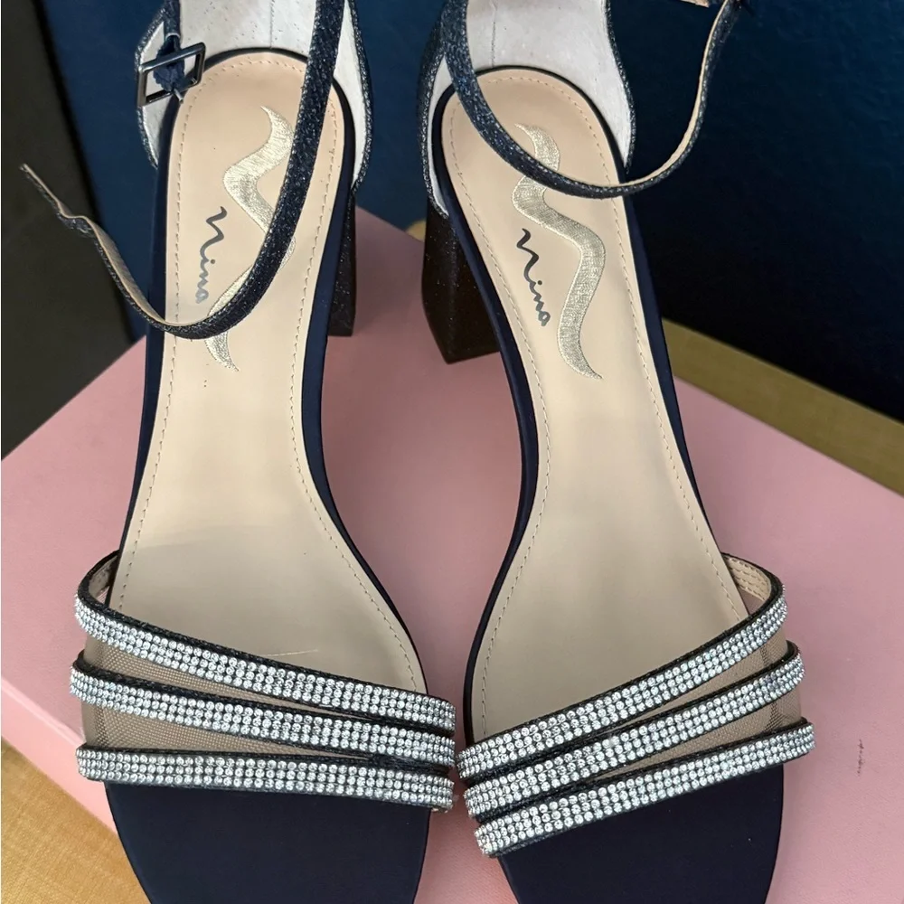 Beautiful navy with rhinestone heels